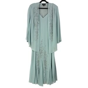 R&M Richards Women's sz 20W Beaded Dress set Jacket Mother of the Bride Groom